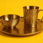 Pure Brass Mug-Bati-Plate Set