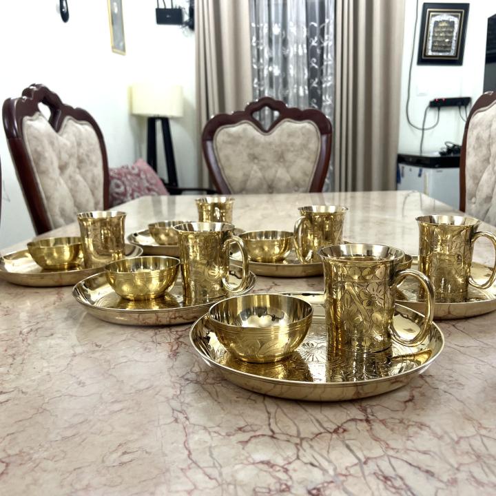 Pure Brass Plate-Mug-Bati -18 pieces