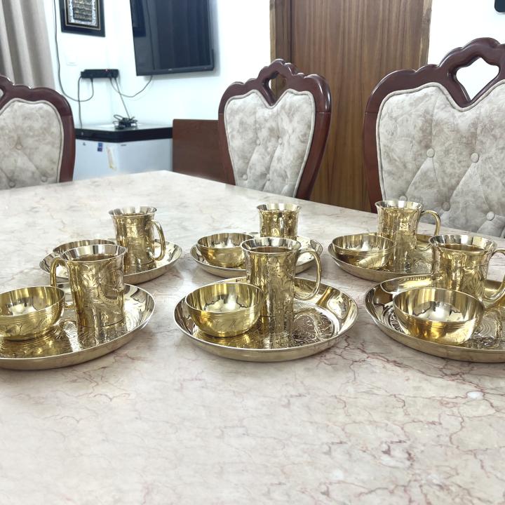 Pure Brass Plate-Mug-Bati -18 pieces