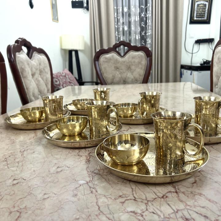 Pure Brass Plate-Mug-Bati -18 pieces